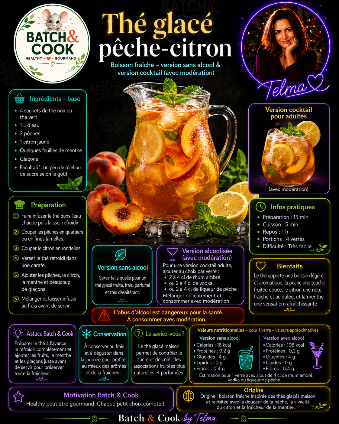 Thé glacé pêche-citron