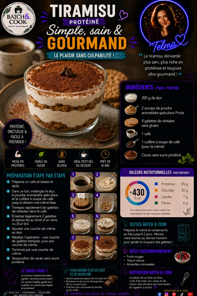 Fiche recette Tiramisu protéiné par Telma