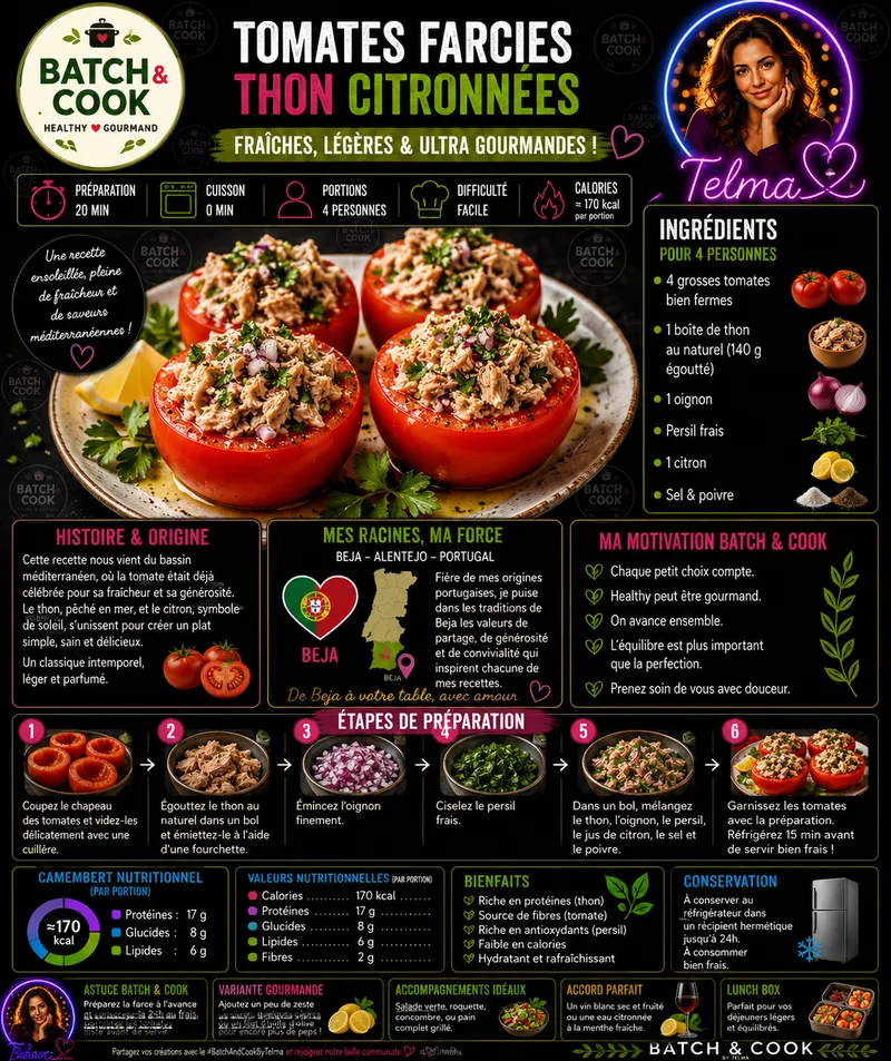 Fiche recette Tomates farcies thon citronnées par Telma