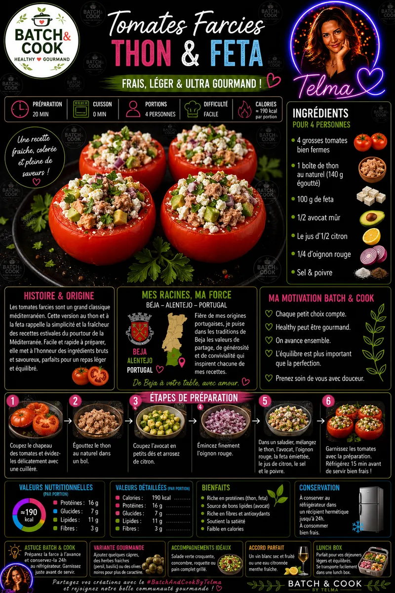 Fiche recette Tomates Farcies Thon & Feta par Telma