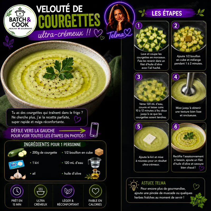 Fiche recette Velouté de courgettes ultra-crèmeux par Telma