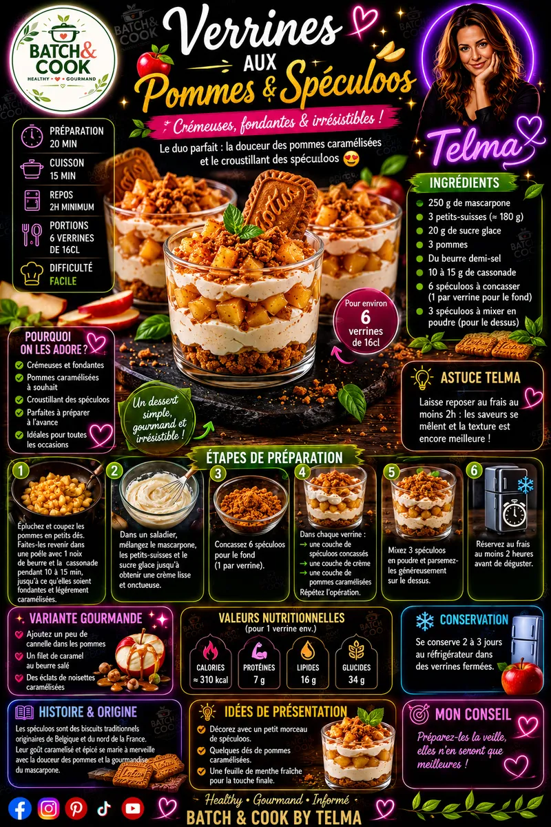 Fiche recette Verrines aux pommes & spéculoos par Telma