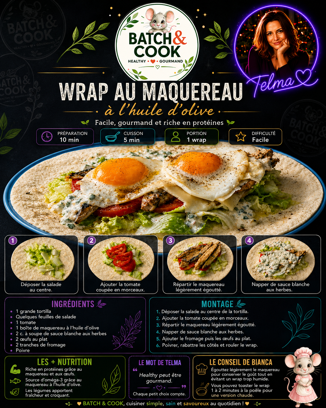 Wrap au maquereau à l'huile d'olive