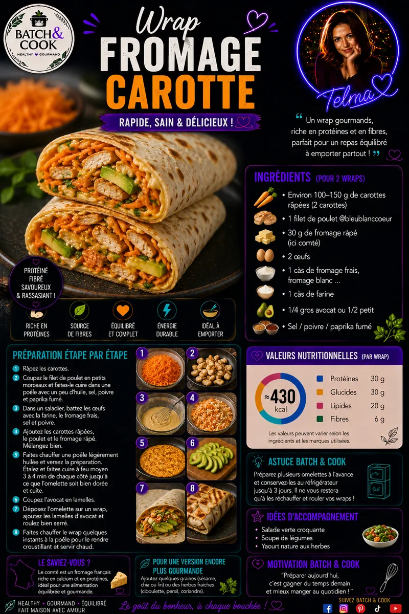 Fiche recette Wrap Fromage Carotte par Telma