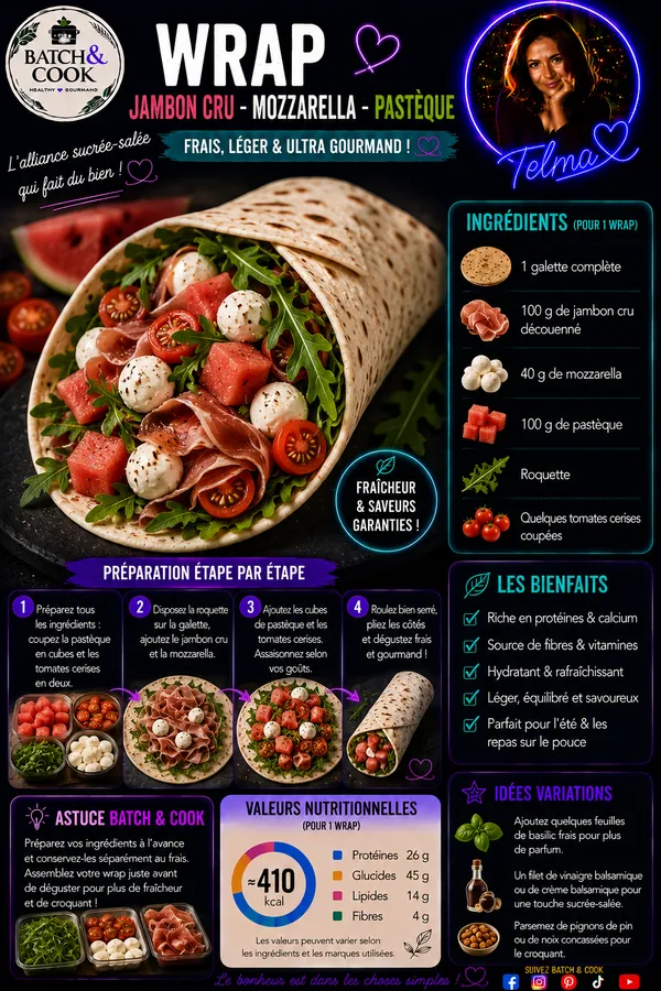 Wrap Jambon Cru, Mozzarella & Pastèque