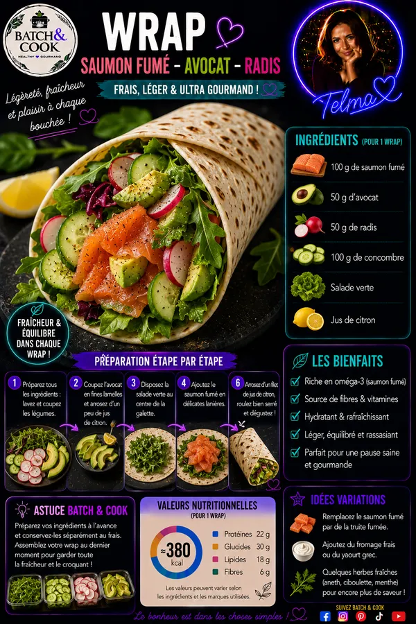 Wrap Saumon Fumé - Avocat - Radis