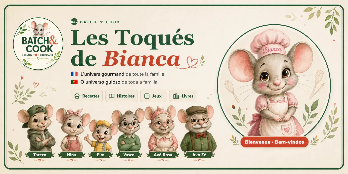 Les Toqués de Bianca — l'univers gourmand de toute la famille : recettes, histoires, jeux & livres, FR/PT