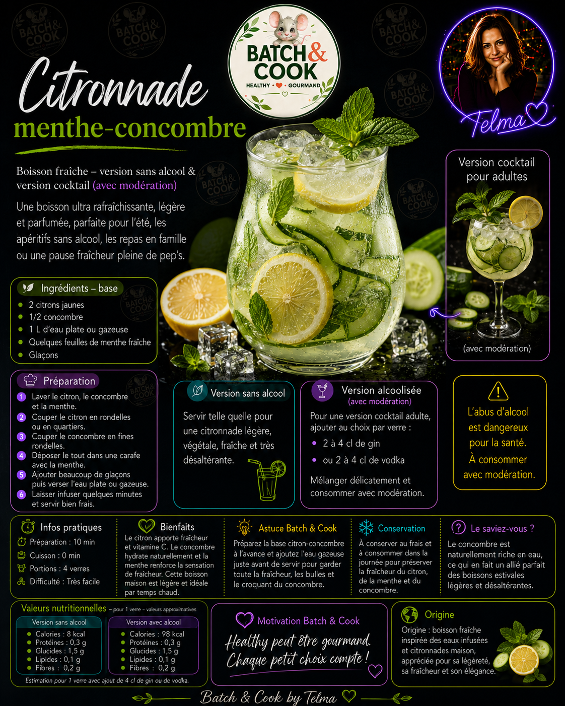 Citronnade menthe-concombre