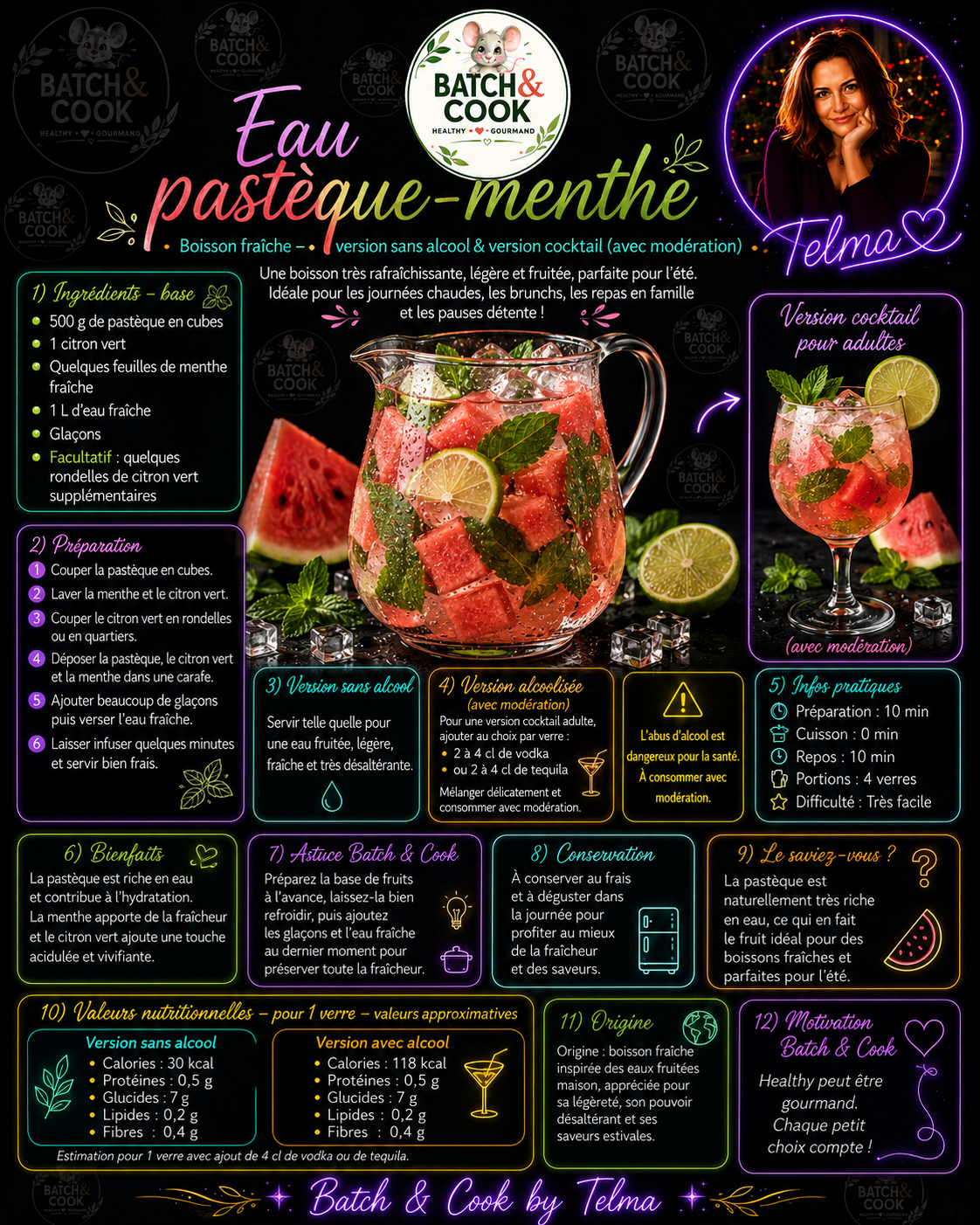 Eau pastèque-menthe