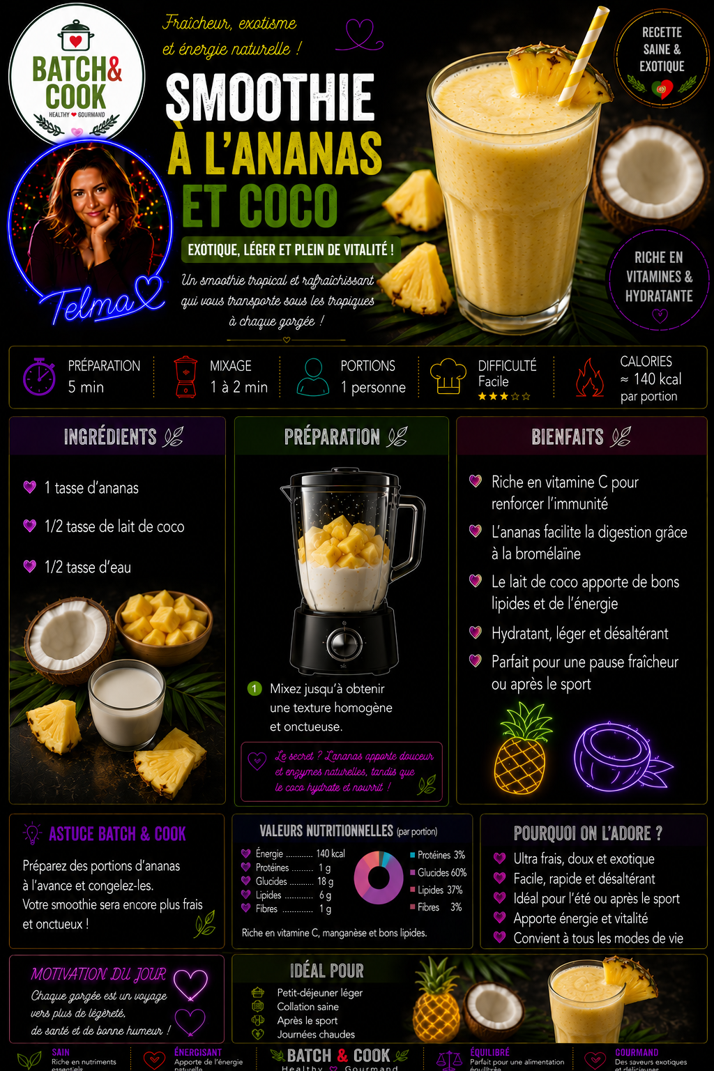 Smoothie à l'ananas et coco