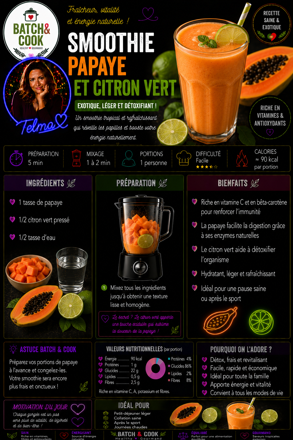Smoothie papaye et citron vert